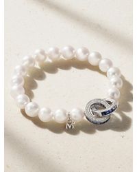 Mikimoto - 18-Karat Sapphire, Diamond And Pearl Bracelet - Lyst