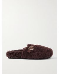 Ancient Greek Sandals - Vasilitsa Slippers Aus Shearling Mit Velourslederbesatz Und Schnalle - Lyst