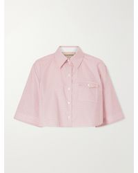 Valentino Garavani - Vlogo-Embellished Cropped Checked Cotton Shirt - Lyst