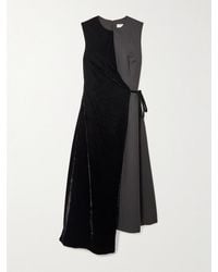 Abadia - Asymmetrisches Midi-Wickelkleid Aus Samt Und Twill Aus Einer Wollmischung - Lyst
