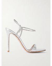 Gianvito Rossi - 90 Crystal-Embellished Metallic Leather Sandals - Lyst