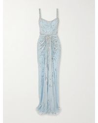 Jenny Packham - Chrissy Gathered Draped Embellished Tulle Gown - Lyst