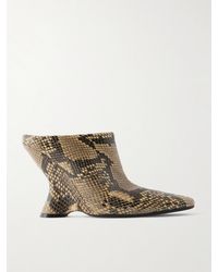 Dries Van Noten - Snake-Effect Leather Wedge Mules - Lyst