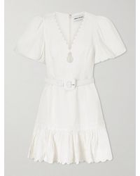 Rebecca Vallance - Kahlia Ruffled Scalloped Linen-Blend Mini Dress - Lyst