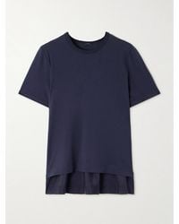 JOSEPH - T-Shirt Aus Jersey Aus Einer Baumwoll-Seidenmischung Mit Einsatz Aus Geraffter Habutai-Seide - Lyst