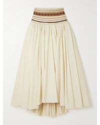 Abadia - Sadu Asymmetric Jacquard-Trimmed Cotton-Blend Poplin Maxi Skirt - Lyst