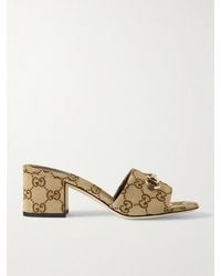 Gucci - Horsebit-Embellished Canvas-Jacquard Mules - Lyst