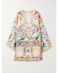CAMILLA - Crystal-Embellished Printed Linen Kaftan - Lyst