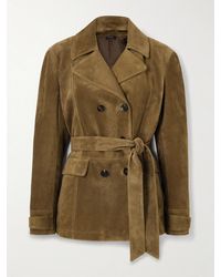 Tom Ford - Belted Double-Breasted Suede Jacket - Lyst
