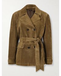 Tom Ford - Belted Double-Breasted Suede Jacket - Lyst