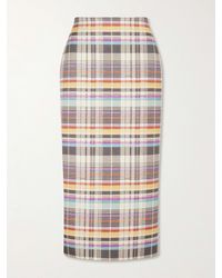 Brandon Maxwell - Mercer Bonded Checked Wool And Silk-Blend Midi Skirt - Lyst