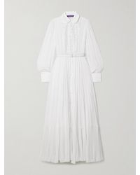 Ralph Lauren - Seymour Belted Guipure Lace-Trimmed Cotton-Blend Voile Maxi Dress - Lyst