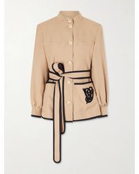 Valentino Garavani - Belted Embroidered Twill Jacket - Lyst