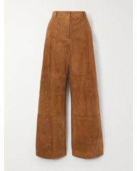 Tory Burch - Paneled Suede Wide-Leg Pants - Lyst