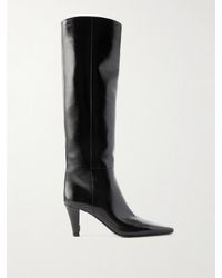 Saint Laurent - Jill Glossed-Leather Knee Boots - Lyst