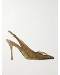 Ferragamo - Sara 95 Croc-Effect Leather Slingback Pumps - Lyst