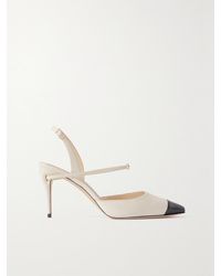 Jennifer Chamandi - Vittorio 85 Leather And Patent-Leather Slingback Pumps - Lyst