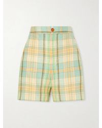 God's True Cashmere - Lime Moss Checked Linen Shorts - Lyst