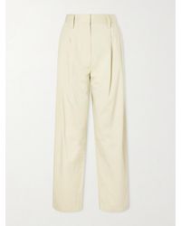 Proenza Schouler - Taya Pleated Cotton-Blend Straight-Leg Pants - Lyst