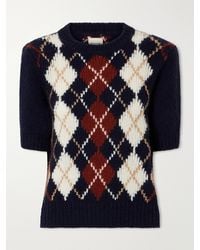 KHAITE - Lisa Checked Embroidered Wool And Mohair-Blend Sweater - Lyst
