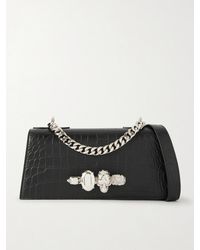 McQueen - Jeweled Satchel Mini Embellished Croc-Effect Leather Shoulder Bag - Lyst
