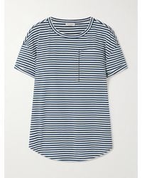 Brunello Cucinelli - T-Shirt Aus Gestreiftem Baumwoll-Jersey Mit Zierperlen - Lyst