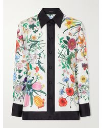 Gucci - Floral Place Printed Silk-Twill Blouse - Lyst