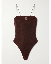 Oséree - Lumière Micro Belt Embellished Metallic Swimsuit - Lyst