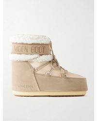 Moon Boot - Icon Low Pearly Plus Suede-Trimmed Shearling And Satin Boots - Lyst