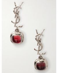 Saint Laurent - Cassandre Pampille-Tone And Resin Earrings - Lyst