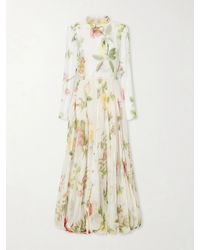 Oscar de la Renta - Chiné Dominican Floral-Print Silk-Chiffon Gown - Lyst