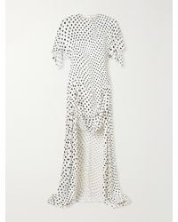 Stella McCartney - Asymmetric Polka-Dot Satin Midi Dress - Lyst