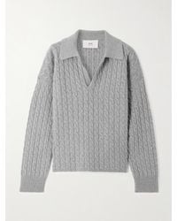 Ami Paris - Matis Cable-Knit Wool And Cashmere-Blend Sweater - Lyst