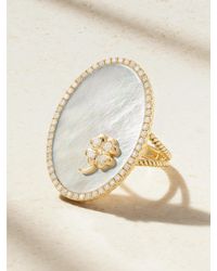 Yvonne Léon - Médaillon Trèfle 9-Karat, Mother-Of-Pearl And Diamond Ring - Lyst