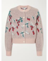 BERNADETTE - Amelia Intarsia-Knit Mohair-Blend Cardigan - Lyst