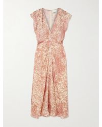 Isabel Marant - Lyndsay Gathered Devoré Silk-Blend Chiffon Midi Dress - Lyst