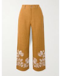 Alix Of Bohemia - Pantalon Bootcut Raccourci En Lin À Broderies Paige - Lyst