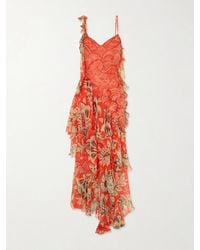 Etro - Ruffles Floral-Print Silk-Chiffon Midi Dress - Lyst