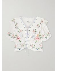 Sea - Serafina Ruffled Embroidered Blouse - Lyst