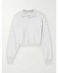 Skims - Cropped Cotton-Blend Jersey Half-Zip Sweater - Lyst