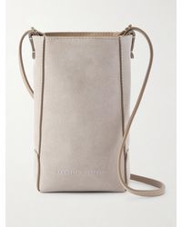 Brunello Cucinelli - Embellished Leather-Trimmed Suede Pouch - Lyst