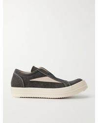 Rick Owens - Drkshdw Laceless Vintage Suede-Trimmed Canvas Sneakers - Lyst