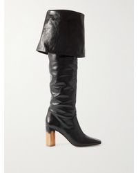 Chloé - Georgia Kniehohe Stiefel Aus Glanzleder Mit Raffungen - Lyst