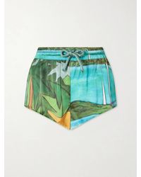 Donde Esteban - Magdalena Printed Silk-Blend Satin Mini Shorts - Lyst