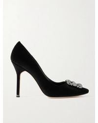 Manolo Blahnik - Hangisi 105 Crystal-Embellished Velvet Pumps - Lyst