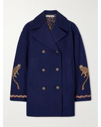 Alix Of Bohemia - Rivoli Bead-Embellished Embroidered Double-Breasted Wool-Twill Coat - Lyst
