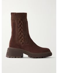 Jimmy Choo - Tamia 70 Cable-Knit Wool And Suede Chelsea Boots - Lyst