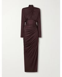 Balmain - Draped Jersey Turtleneck Maxi Dress - Lyst