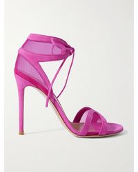 Gianvito Rossi - Falene 110 Suede-Trimmed Tulle Sandals - Lyst