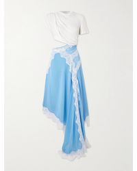 Christopher Esber - Verve Asymmetric Lace-Trimmed Silk-Georgette And Ribbed Jersey Dress - Lyst
